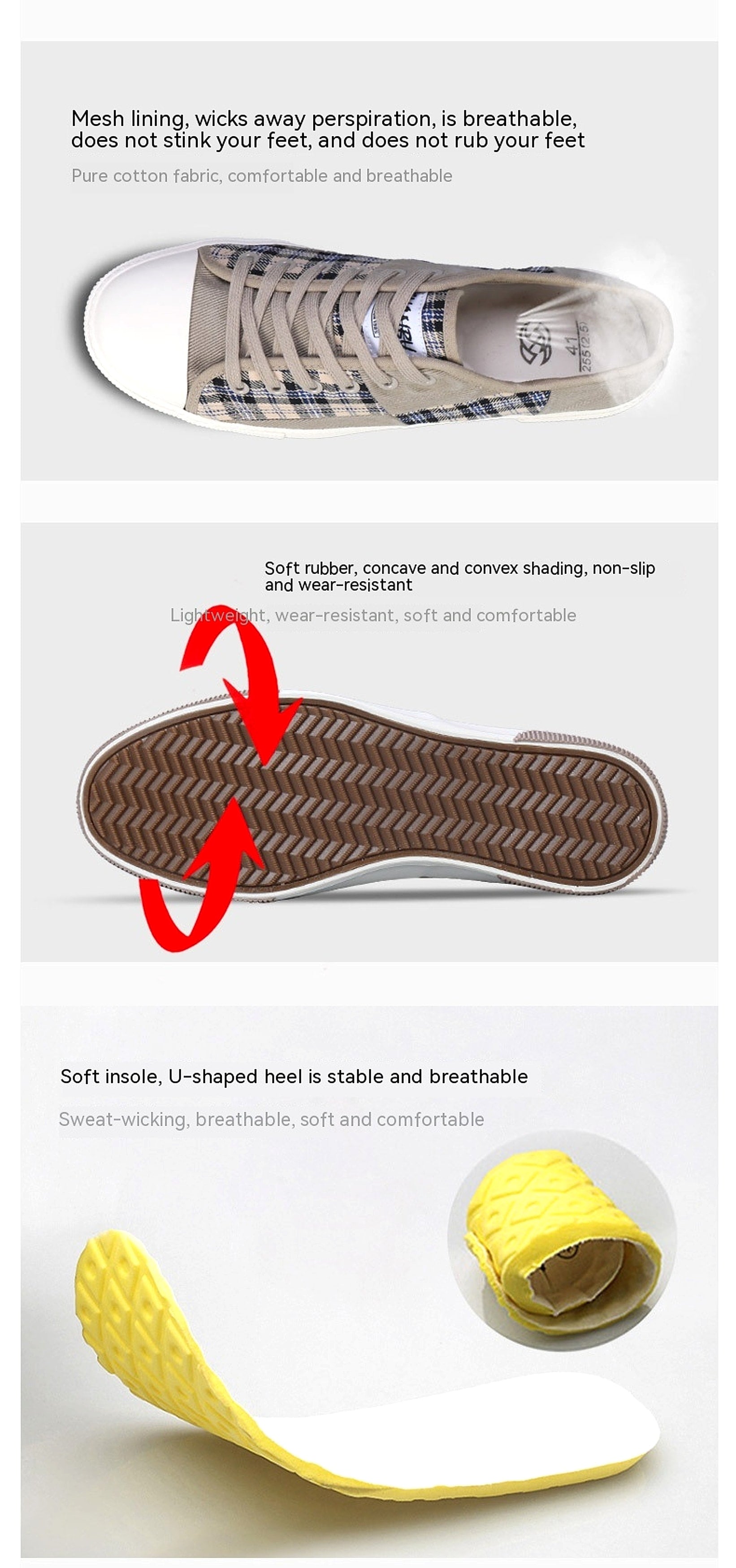 Men's Canvas Lightweight Height Increasing Stitching Casual Low Top Sneakers Shoes - enhanced image 7