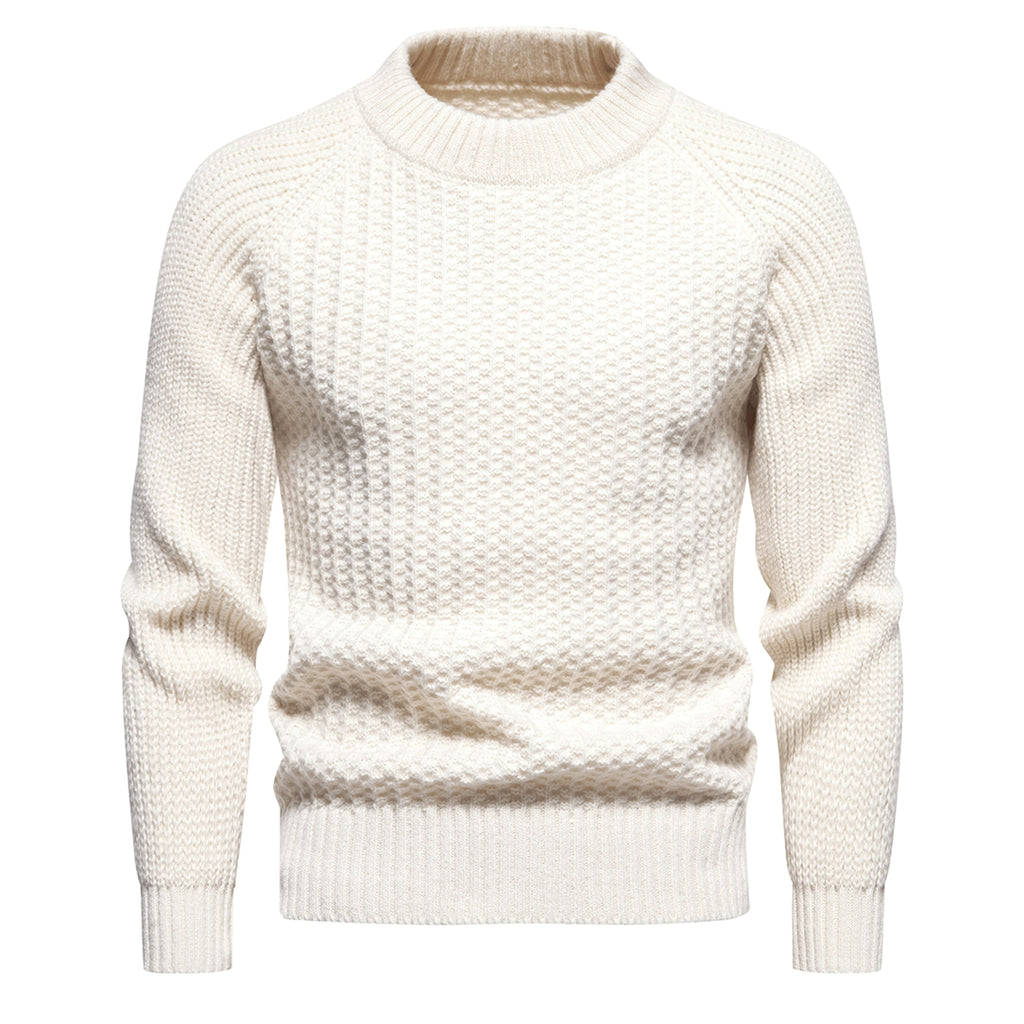 Men's Casual Loose Solid Color Round Neck Sweater - enhanced image 7