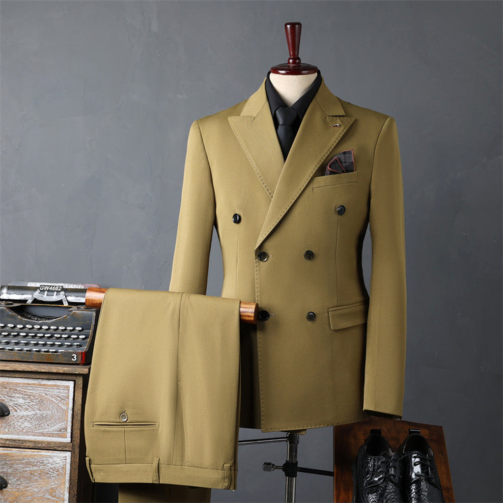 PrestigeForm™ – Men’s Double-Breasted Business Suit Set - enhanced image 7