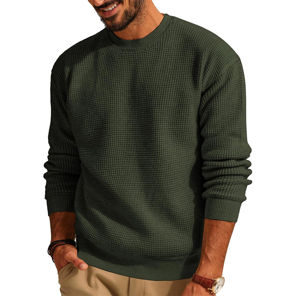 Men's Fashion Solid Color Waffle Casual - enhanced image 7