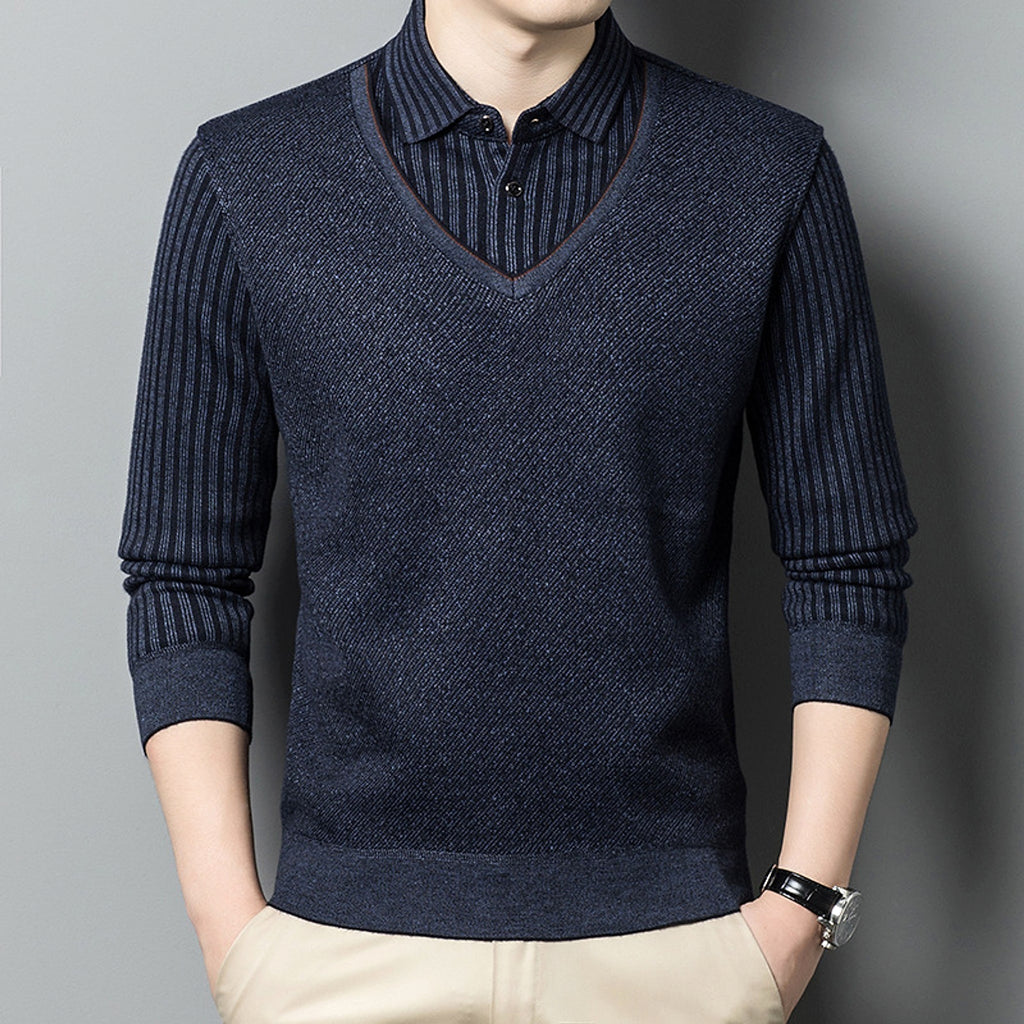 Men's Fleece False-two-piece Sweater - enhanced image 7