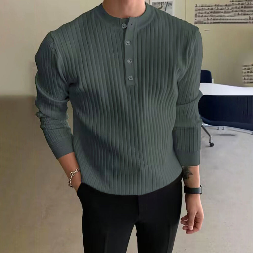 Men's Half-high Collar Button Sweater - enhanced image 7