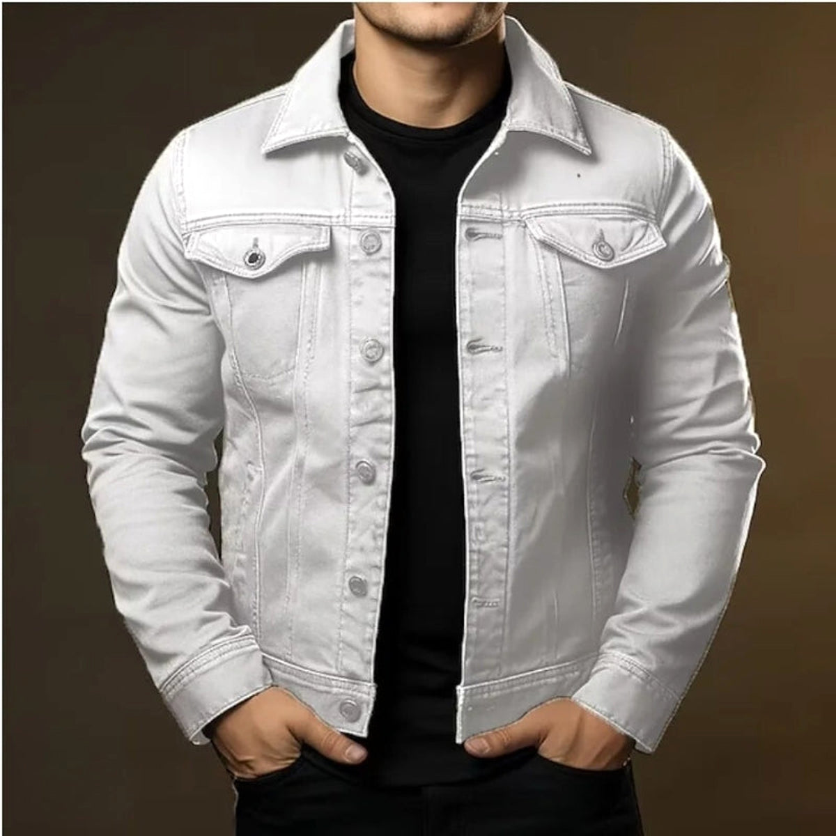 Men's Jacket Denim Coat Tooling Solid Color Thick Coat - enhanced image 7