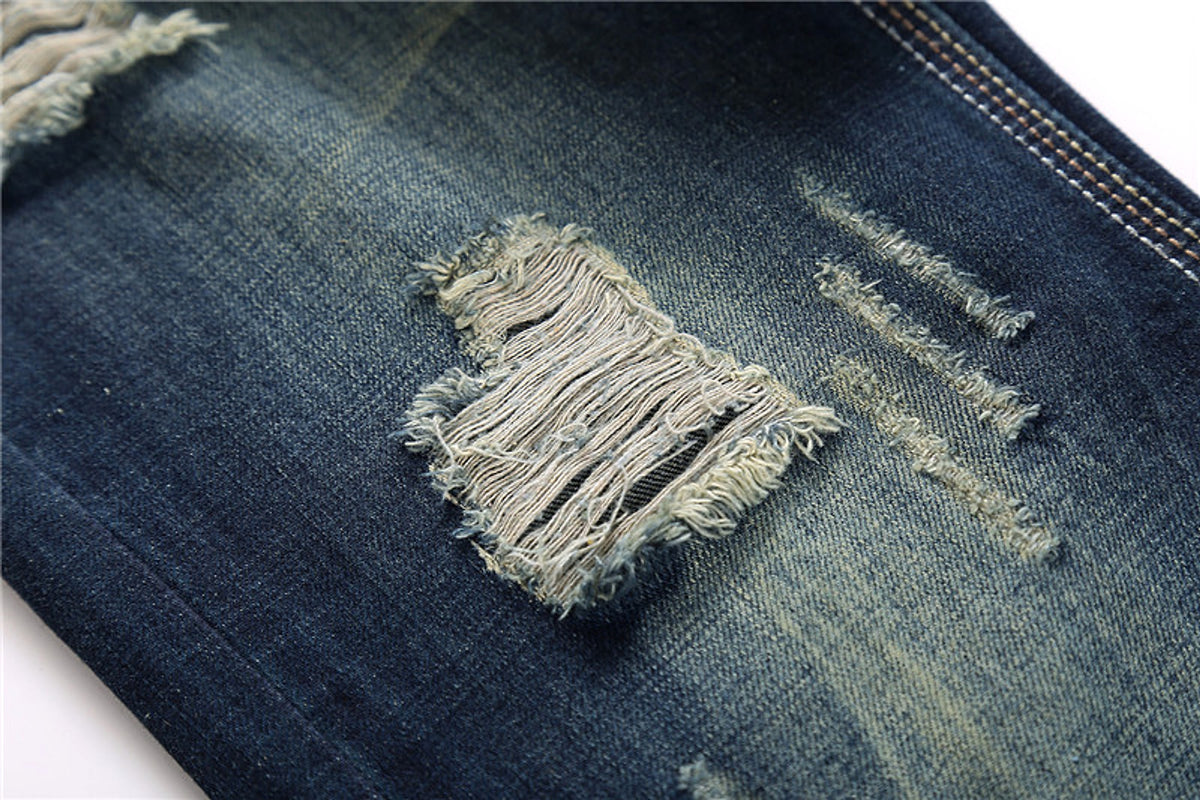 Men's Jeans Wear Hole Straight Tube - enhanced image 7