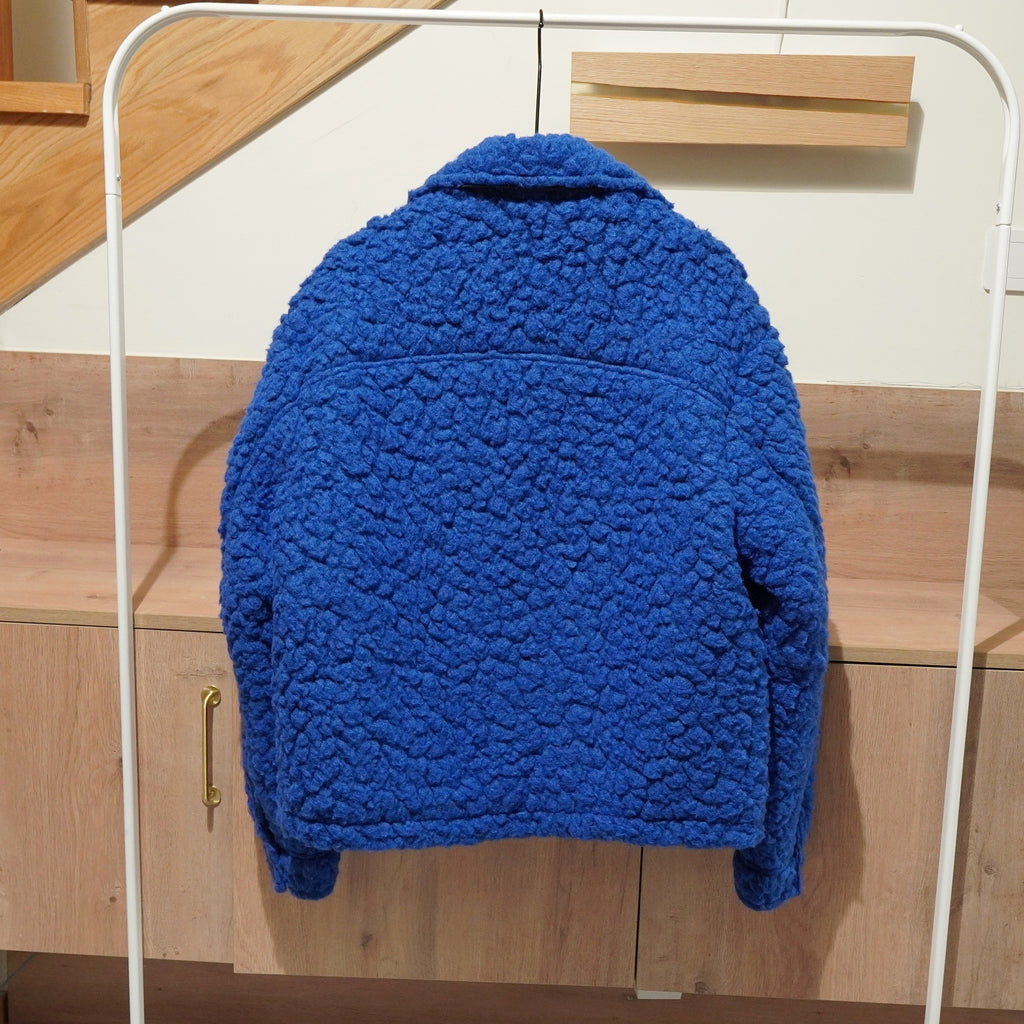 Men's Klein Blue Loose Version Imitation Lamb Wool Fleece Jacket - enhanced image 7