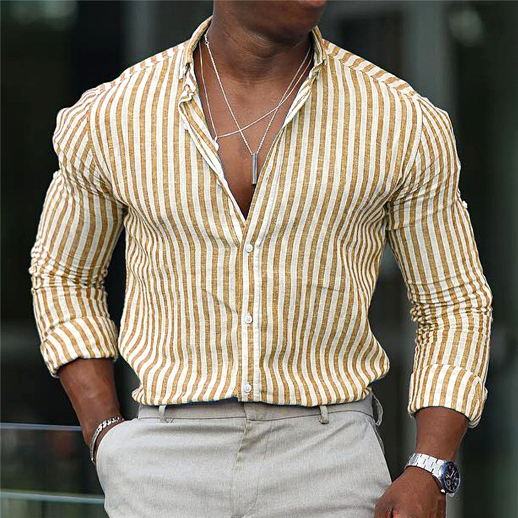 Men's Long Sleeve Lapel Plaid DressShirt - enhanced image 7