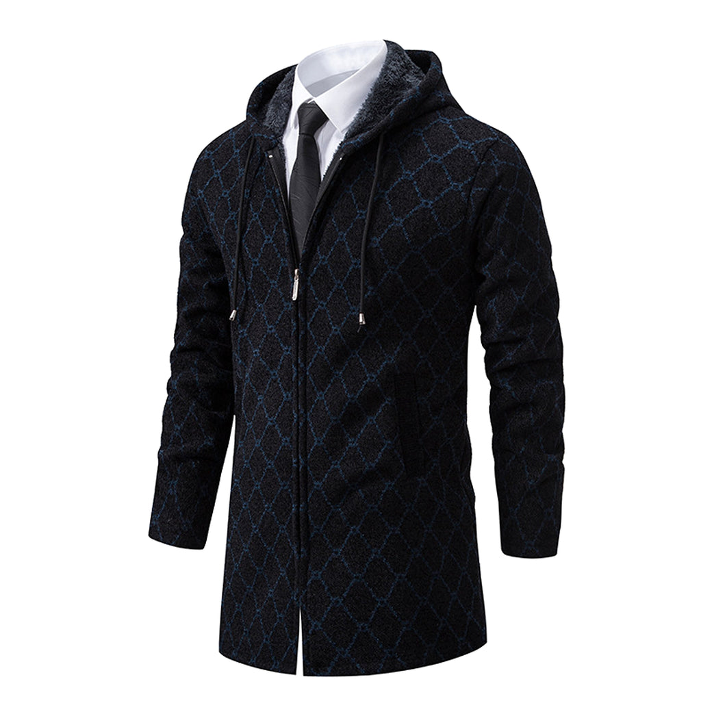 Men's Mid-length Sweater Fashion Casual Hooded Coat - enhanced image 7