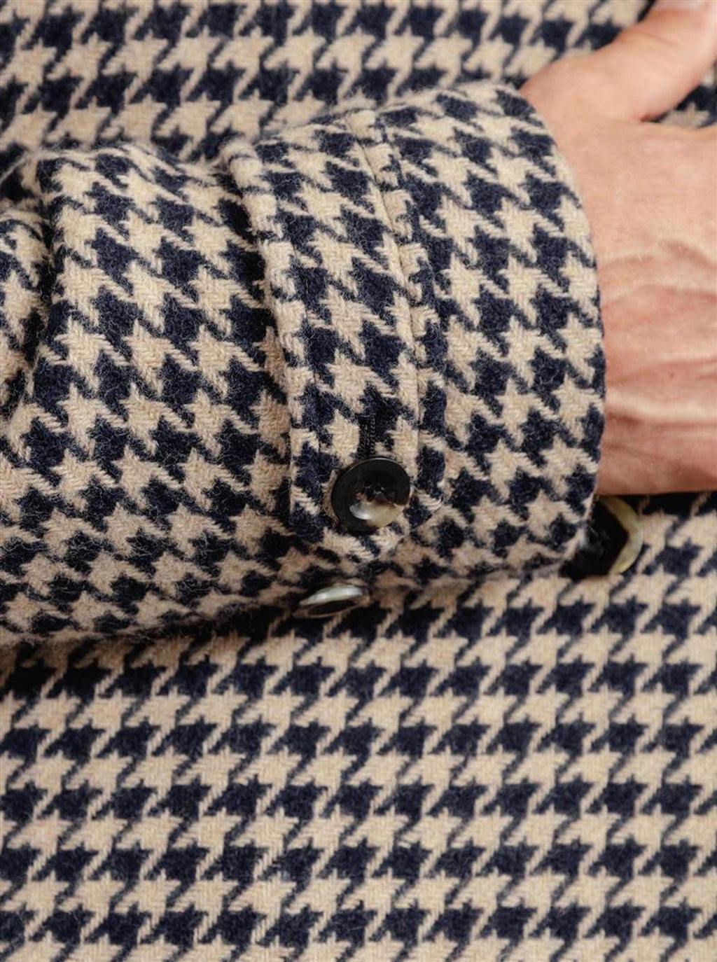 Men's Mid-length Woolen Trench Coat Houndstooth Quilted - enhanced image 7