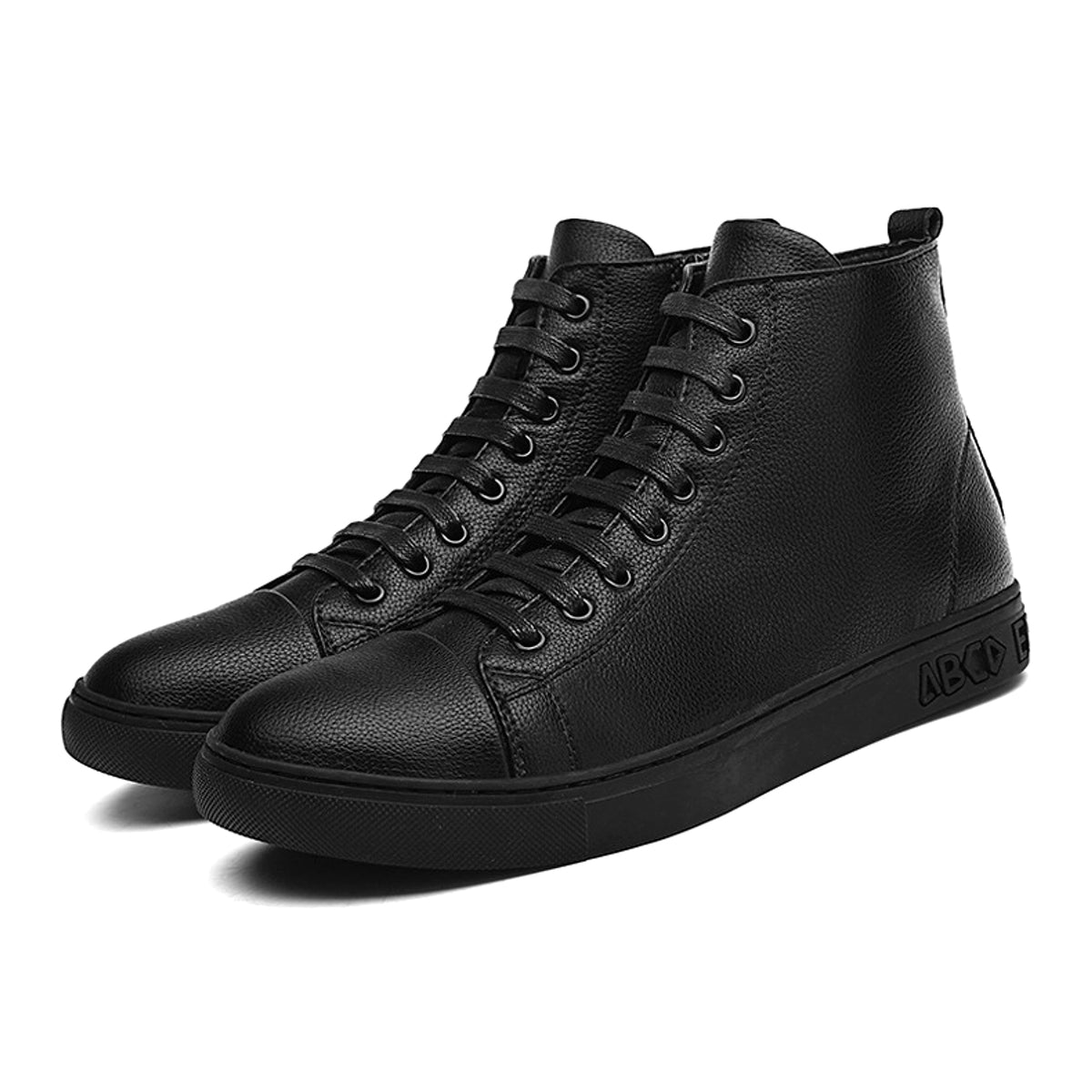 Men's Plus Size High Top Black Sneakers - enhanced image 7