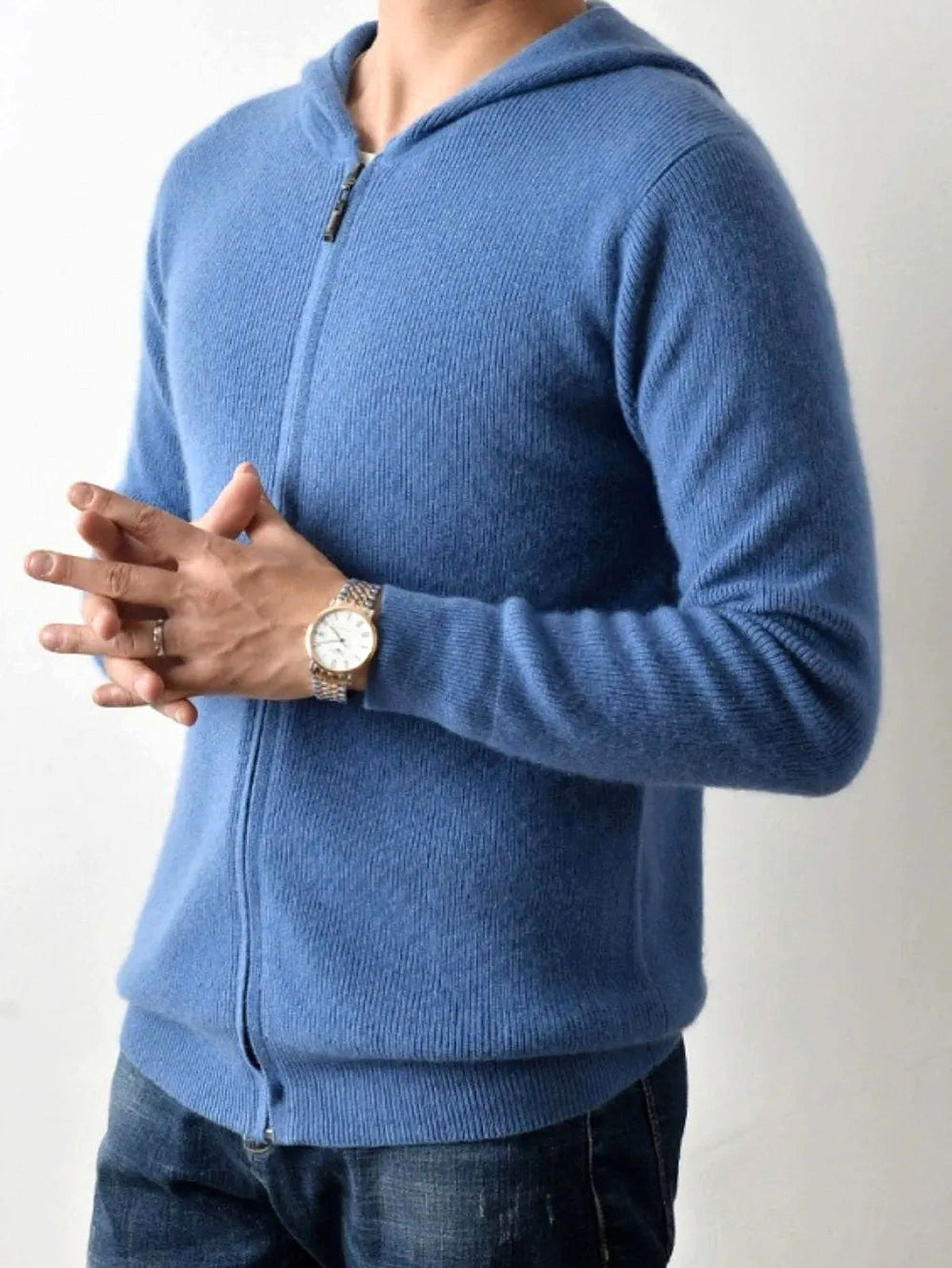 Men's Plus Size Zip-Up Hooded Knit Cardigan - enhanced image 7