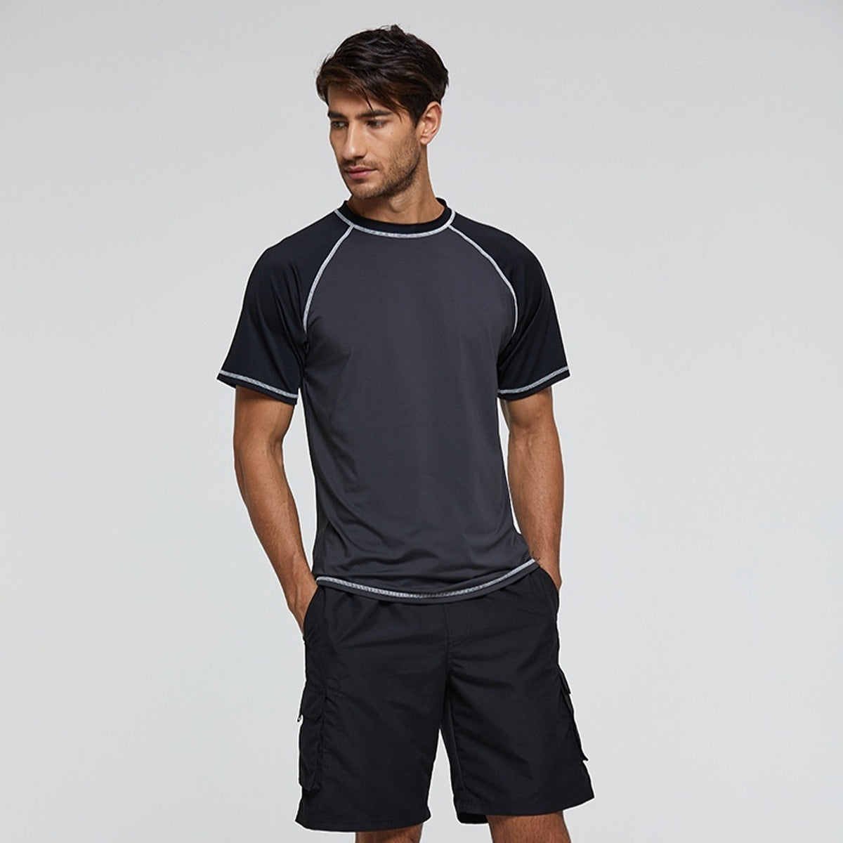 Men's Short Sleeve Loose Sun-proof Clothes Outdoor Sun Protection Quick Drying Clothes Men's Surfing Suit Swimsuit - enhanced image 7