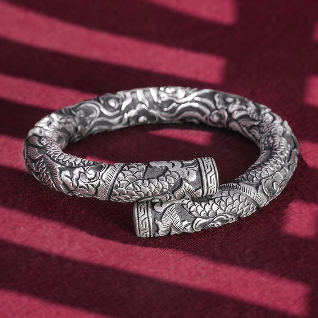 Men's Silver Double Head Bead Playing Bracelet - enhanced image 7