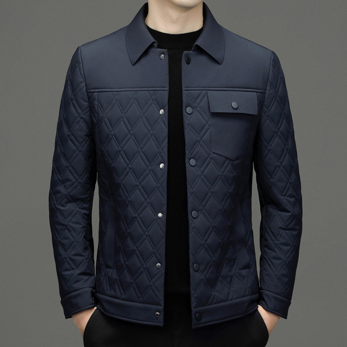 Men's Simple Casual Cotton-padded Jacket With Mulberry Silk - enhanced image 7