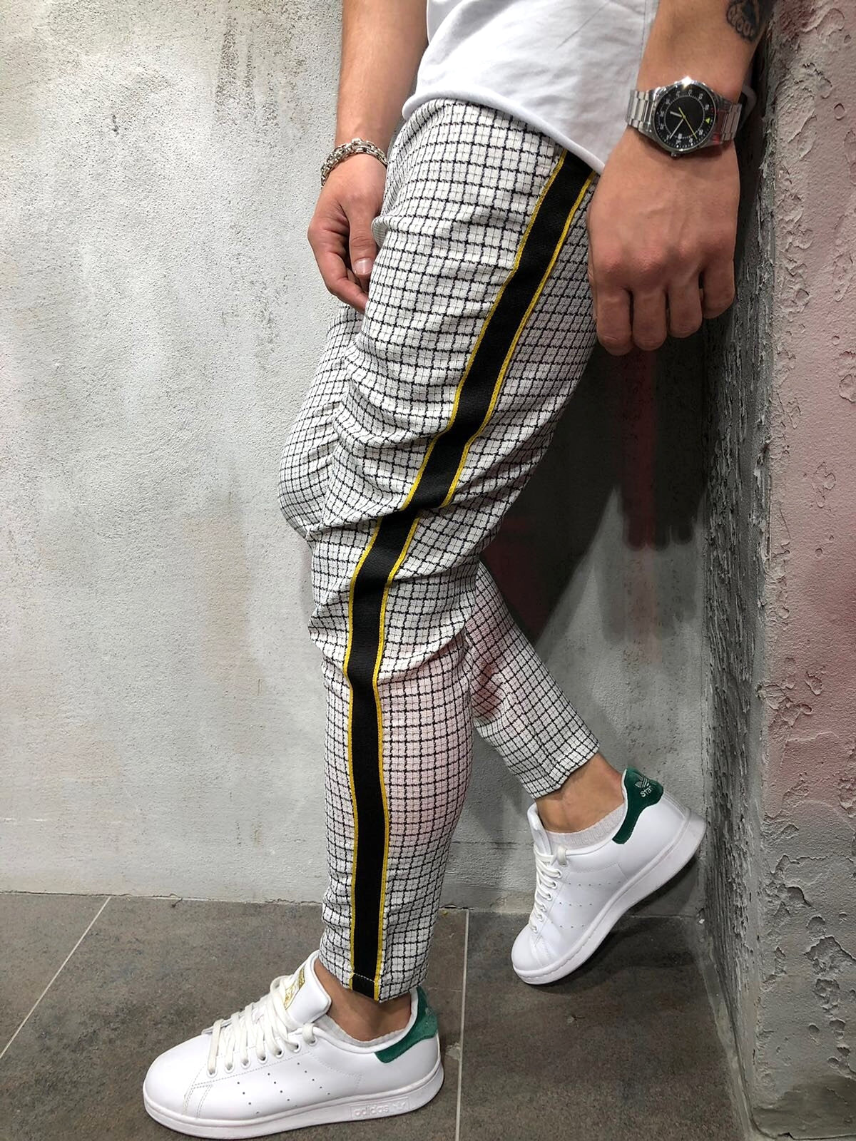 Men's Slim-fitting Cool Casual Sports Striped Side Ribbon Trousers (Jeans & Pants) - enhanced image 7