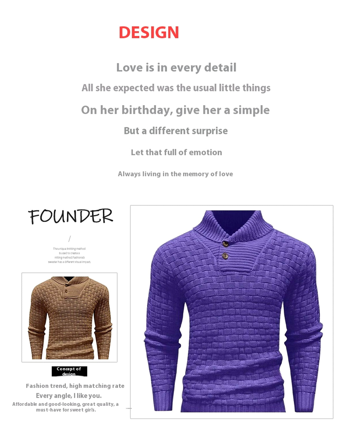 Chic Buttoned Slim Turtleneck Sweater for Men - enhanced image 7