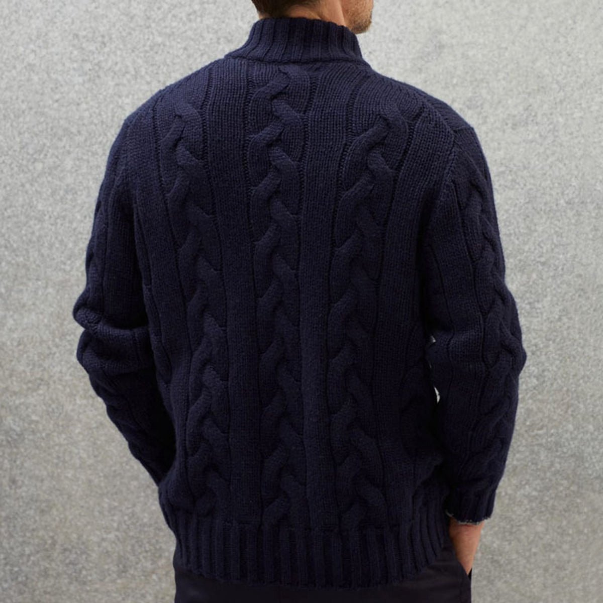 A.1 Men's Solid Color Zipper Knitted Jacket - enhanced image 7