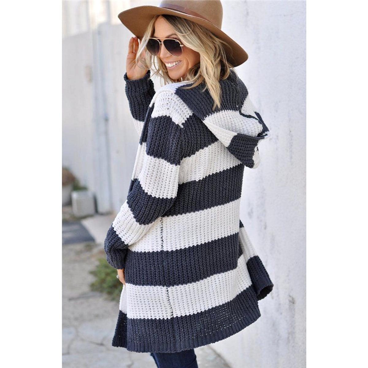 Mid-color Hooded Mid-length Cardigan Jacket Women Sweater - enhanced image 7