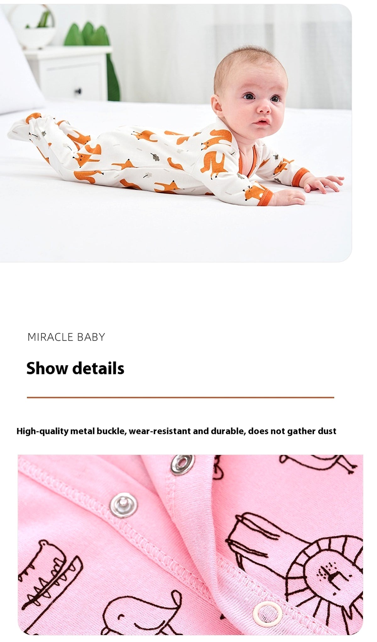 MiniSnug™ – Long Sleeve Baby Romper with Animal Print - enhanced image 7