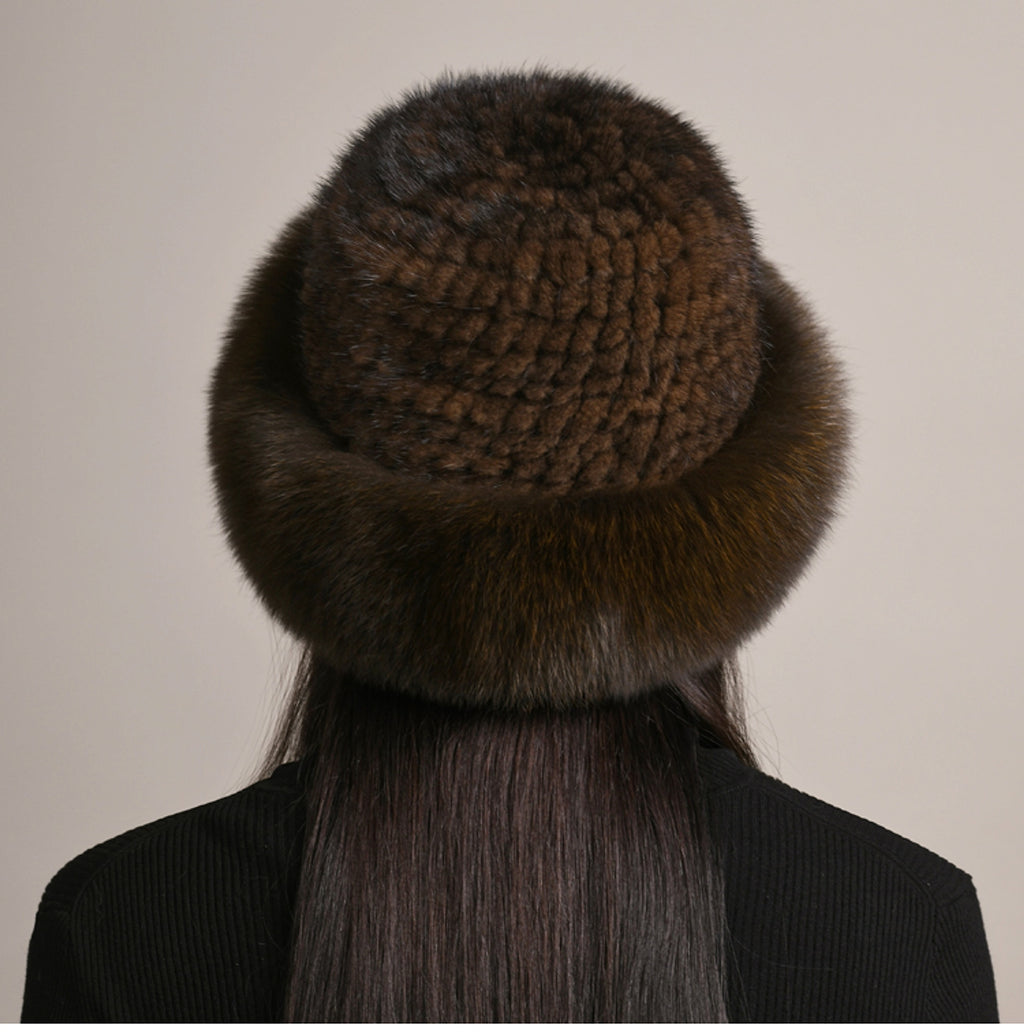 Mink Hair Hat Lady Braided Fur Winter Winter - enhanced image 7