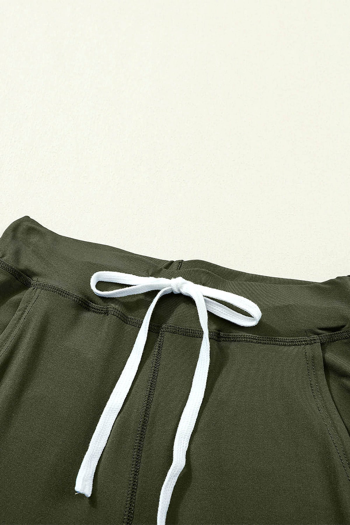 Moss Green Drawstring Waist Pocketed Joggers - enhanced image 7