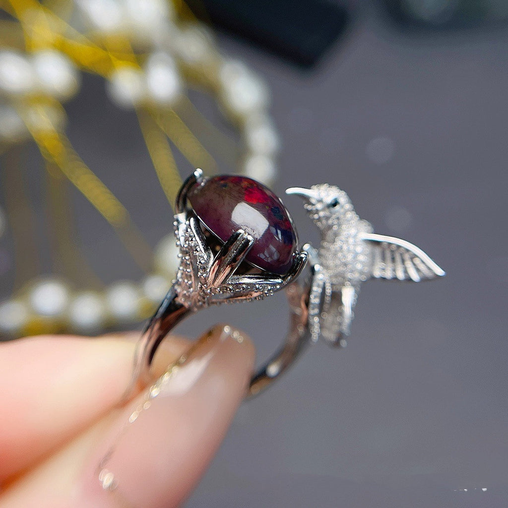 Natural Black Opal Ring For Women - enhanced image 7