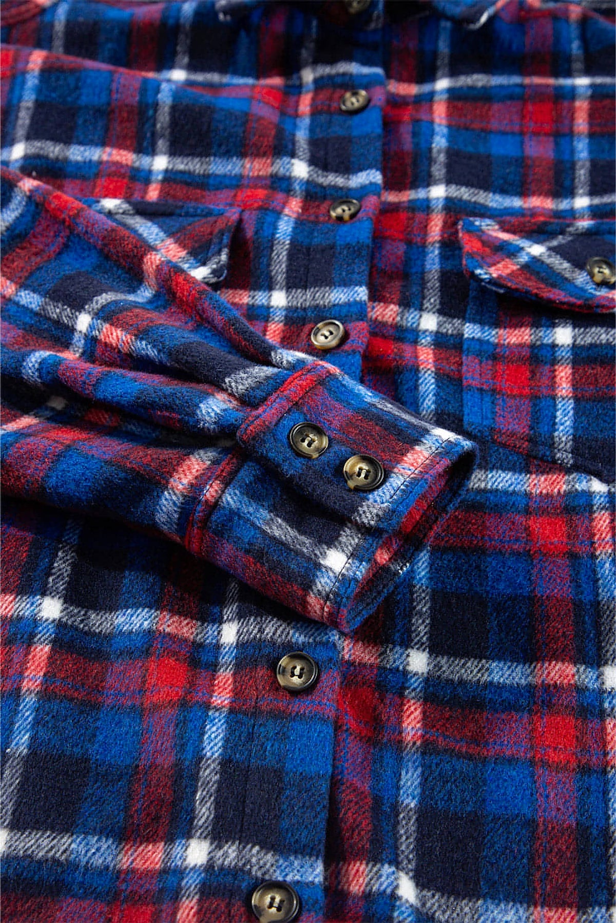 Navy Blue Plaid Flap Pocket Button Up Shacket - enhanced image 7