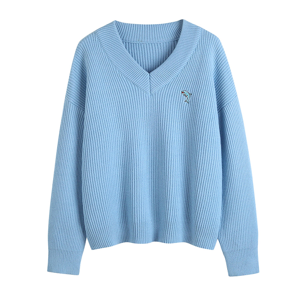 New V-neck Sweater Women Loose-fitting Outer Top - enhanced image 7