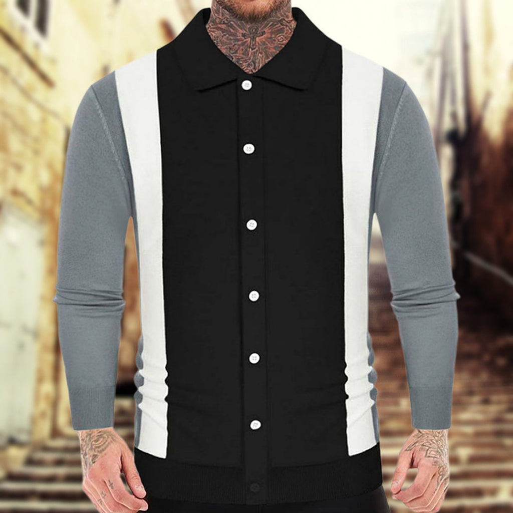 Patchwork Contrast Color Business Casual Polo (T-Shirt) - enhanced image 7
