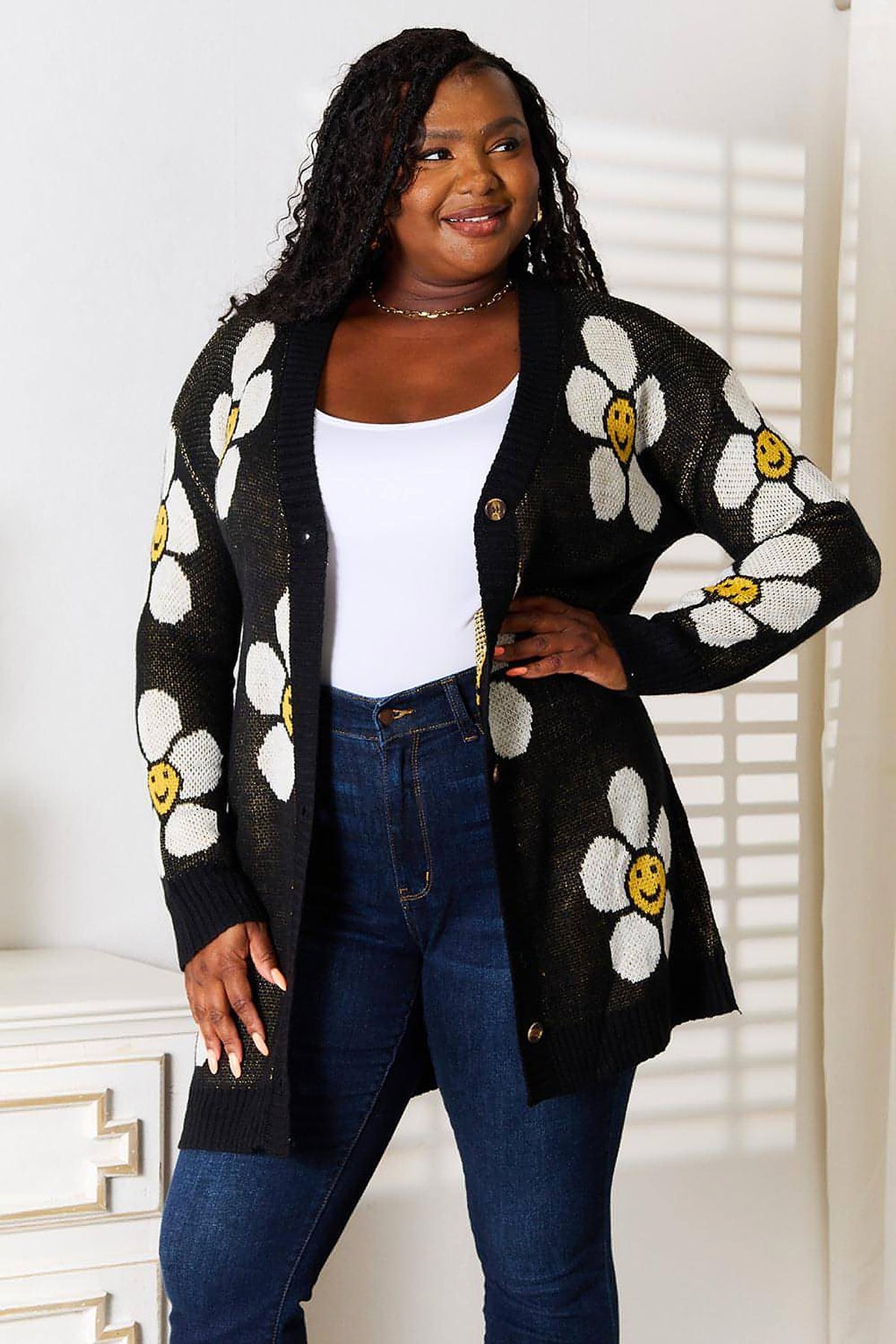 Perfee Floral Button Down Longline Cardigan - enhanced image 7