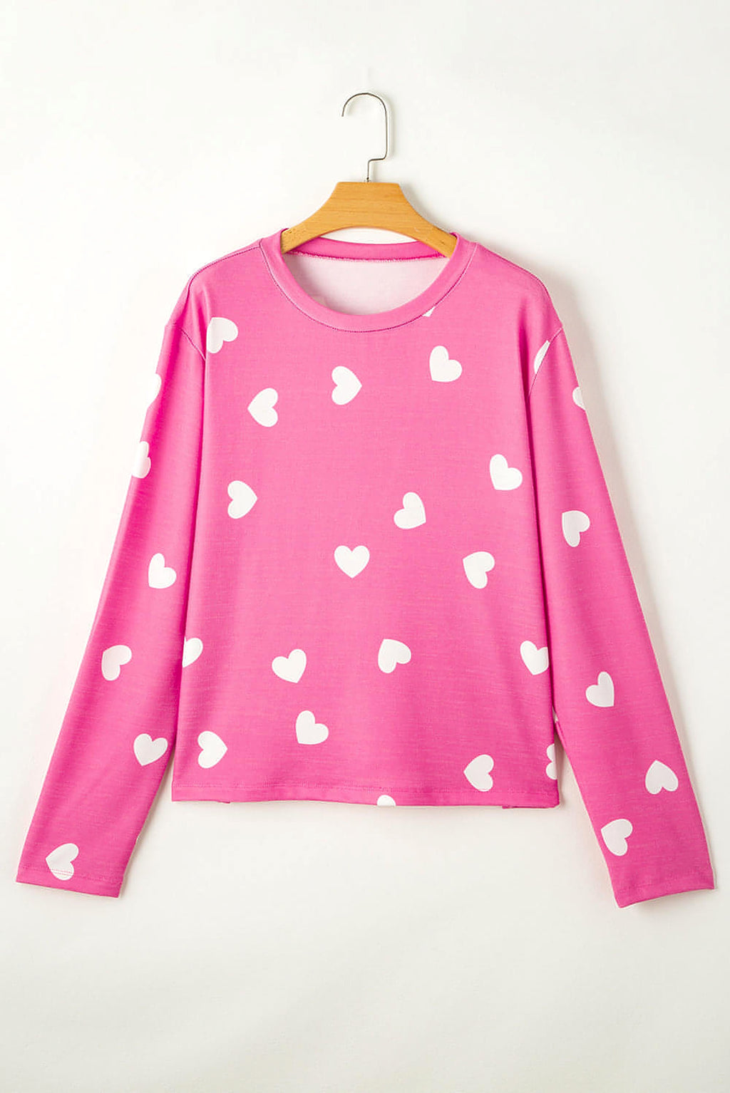 Pink Valentine Heart Print Long Sleeve Tee and Shorts Lounge Set - enhanced image 7