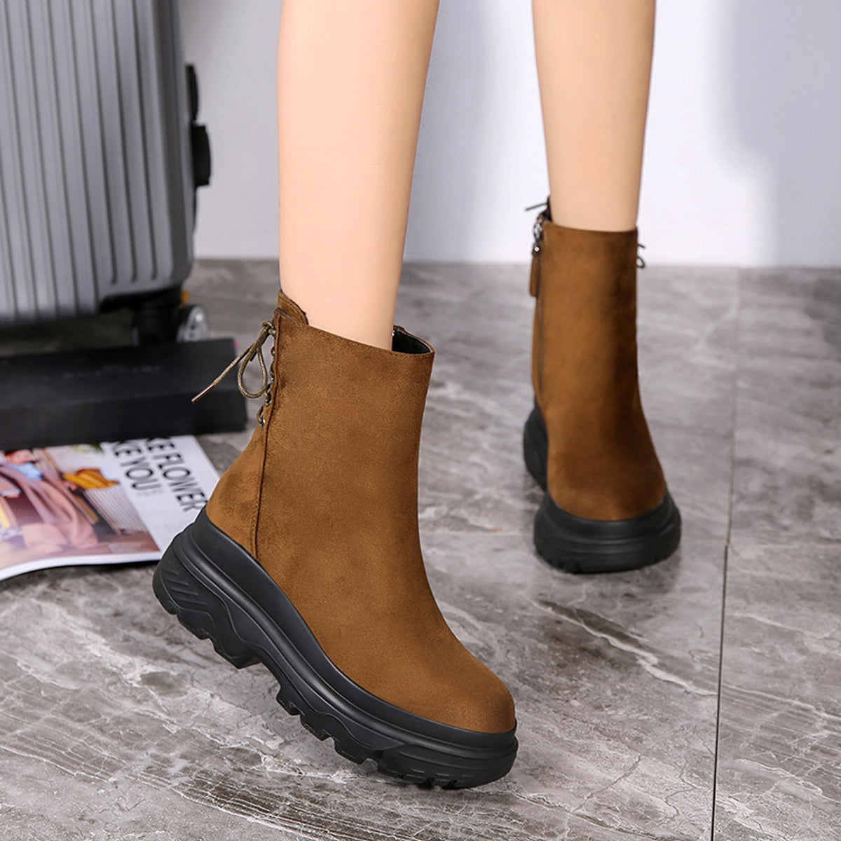 Platform rear lace-up boots - enhanced image 7