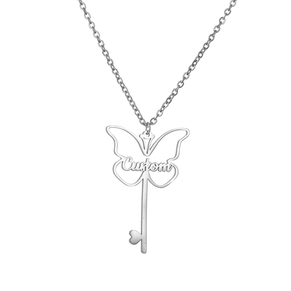 Popular Name Necklace Small Design Sense Love Butterfly Shape Key Pendant Necklace Gift - enhanced image 7