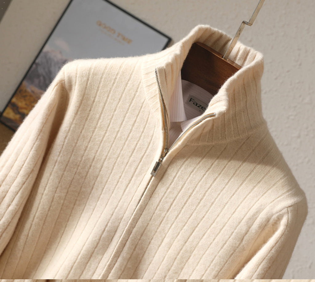 Pure Wool Sweater Men's Lapel Full Zipper - enhanced image 7