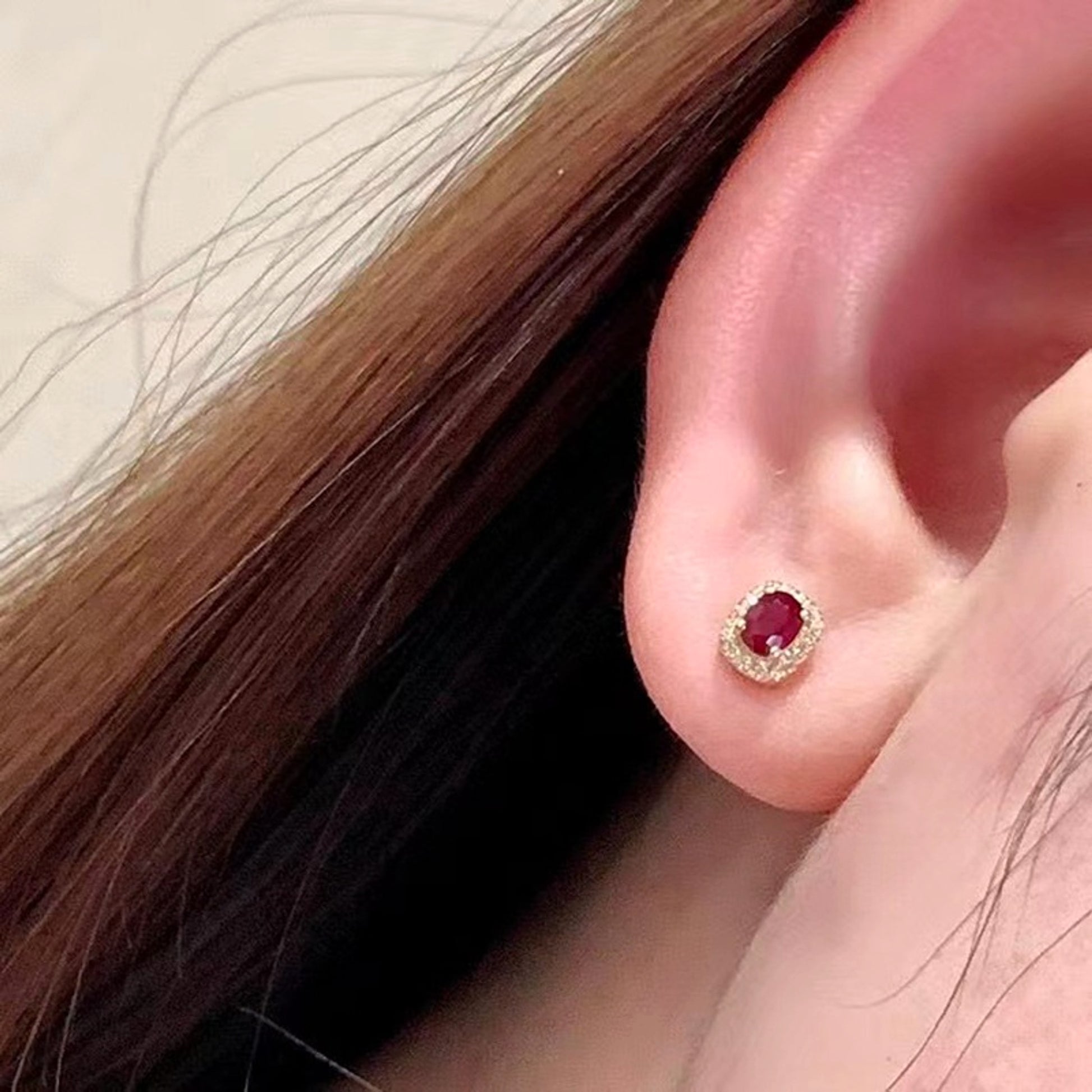 ❤️‍🔥 HF™ – Pigeon Ruby Studs | 18K Royal Edition - enhanced image 7