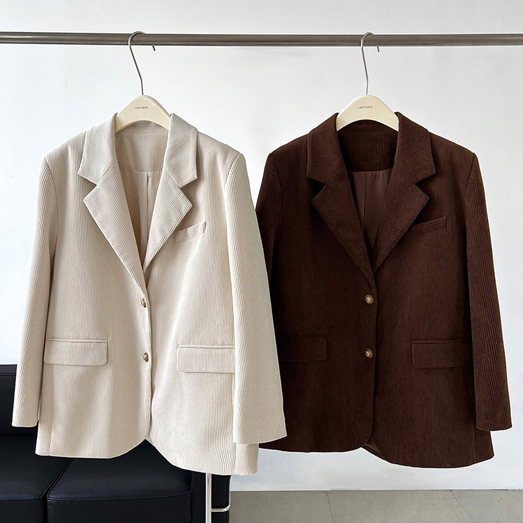 Retro Heavy Industry Metal Buckle Corduroy Suit Jacket - enhanced image 7