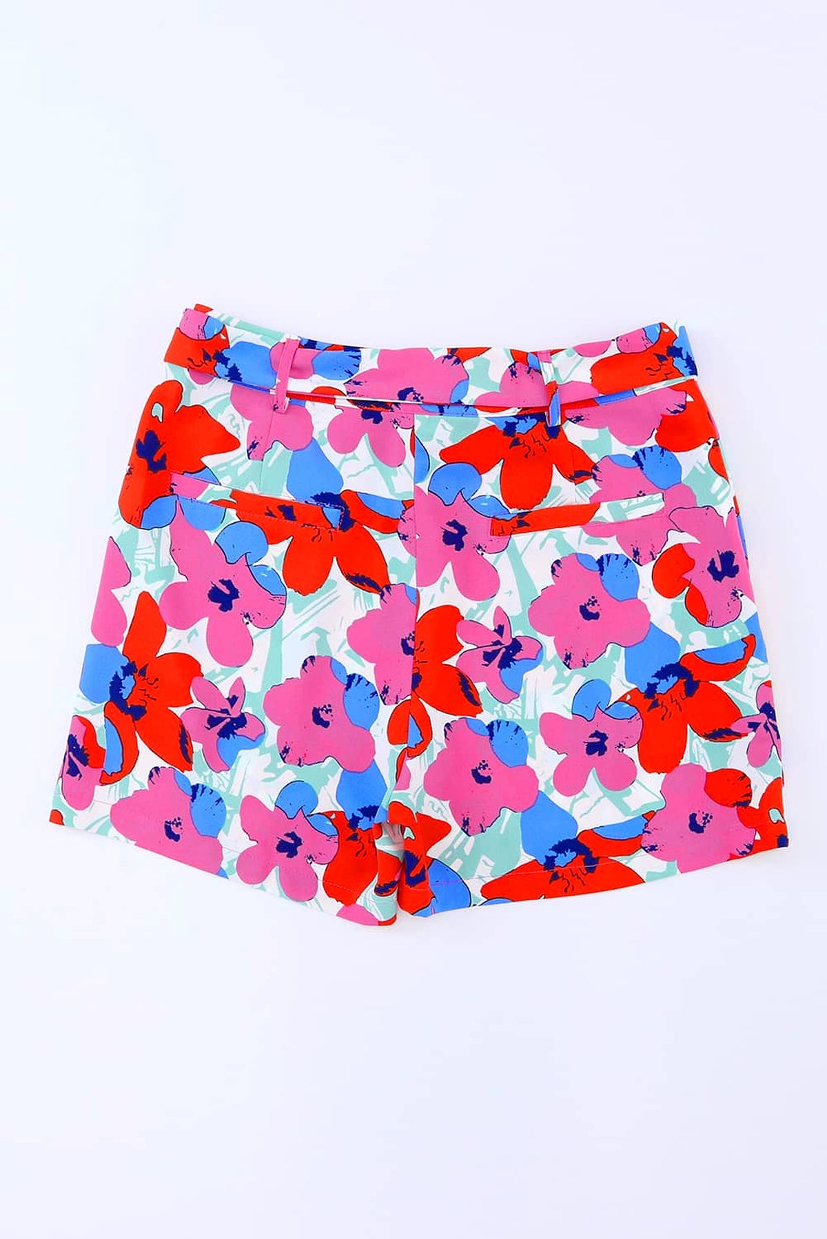 Rose Floral Print Belted Shorts - enhanced image 7