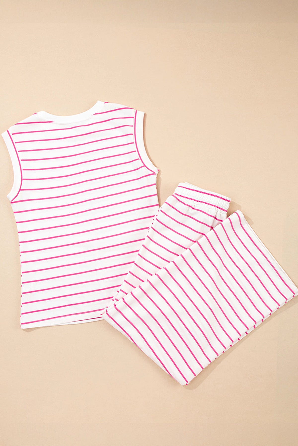Rose Stripe Casual Wide Leg 2pcs Pants Set - enhanced image 7