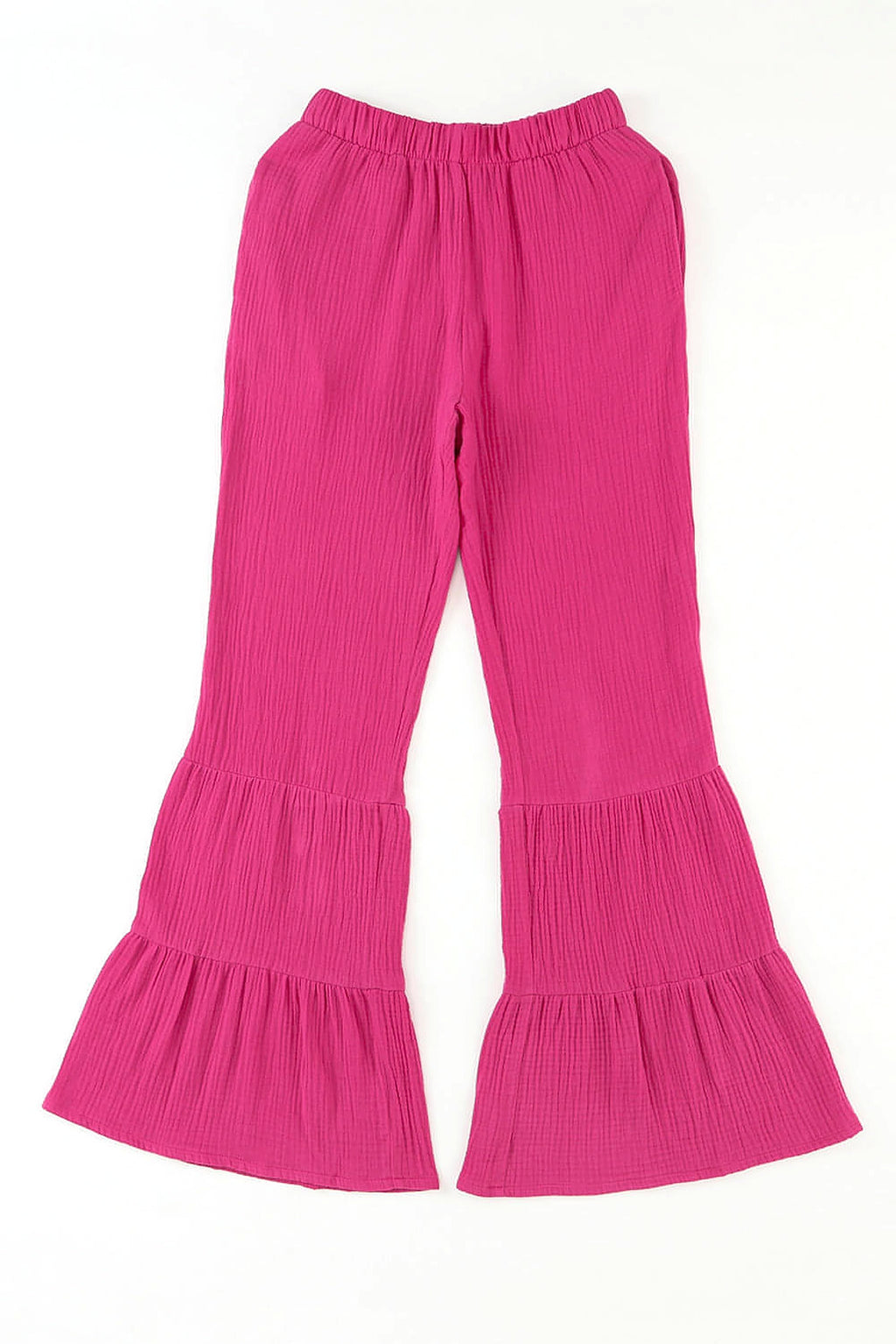 Rose Textured High Waist Ruffled Bell Bottom Pants - enhanced image 7