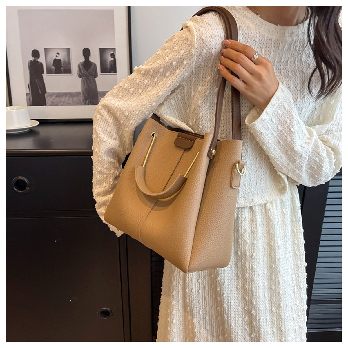 Roselle™ – Textured Mini Bucket Bag (Korean Style) - enhanced image 7