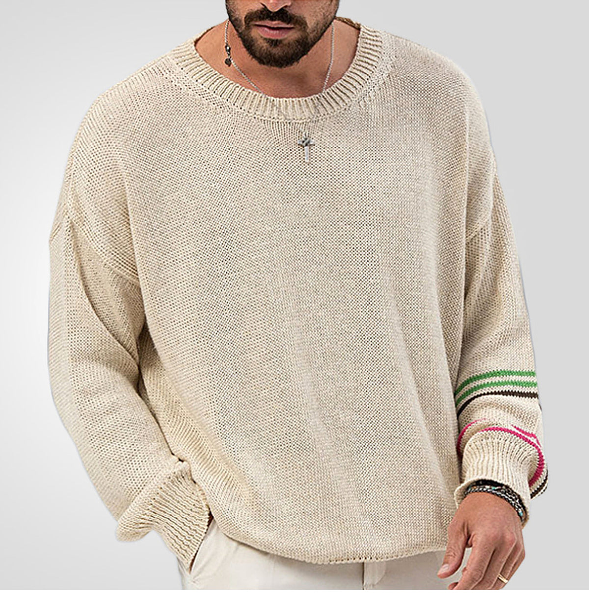 Round Neck Pullover Long Sleeve Base Lightweight Sweater - enhanced image 7