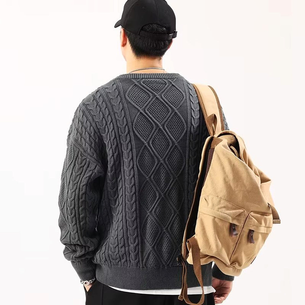 A1. Round Neck Sweater Men's Loose Sweater