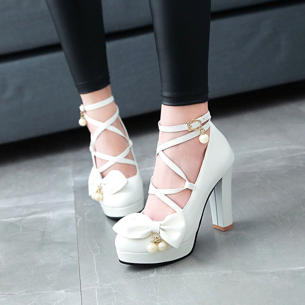 Round Toe Single Shoe Thick Heel Platform - enhanced image 7