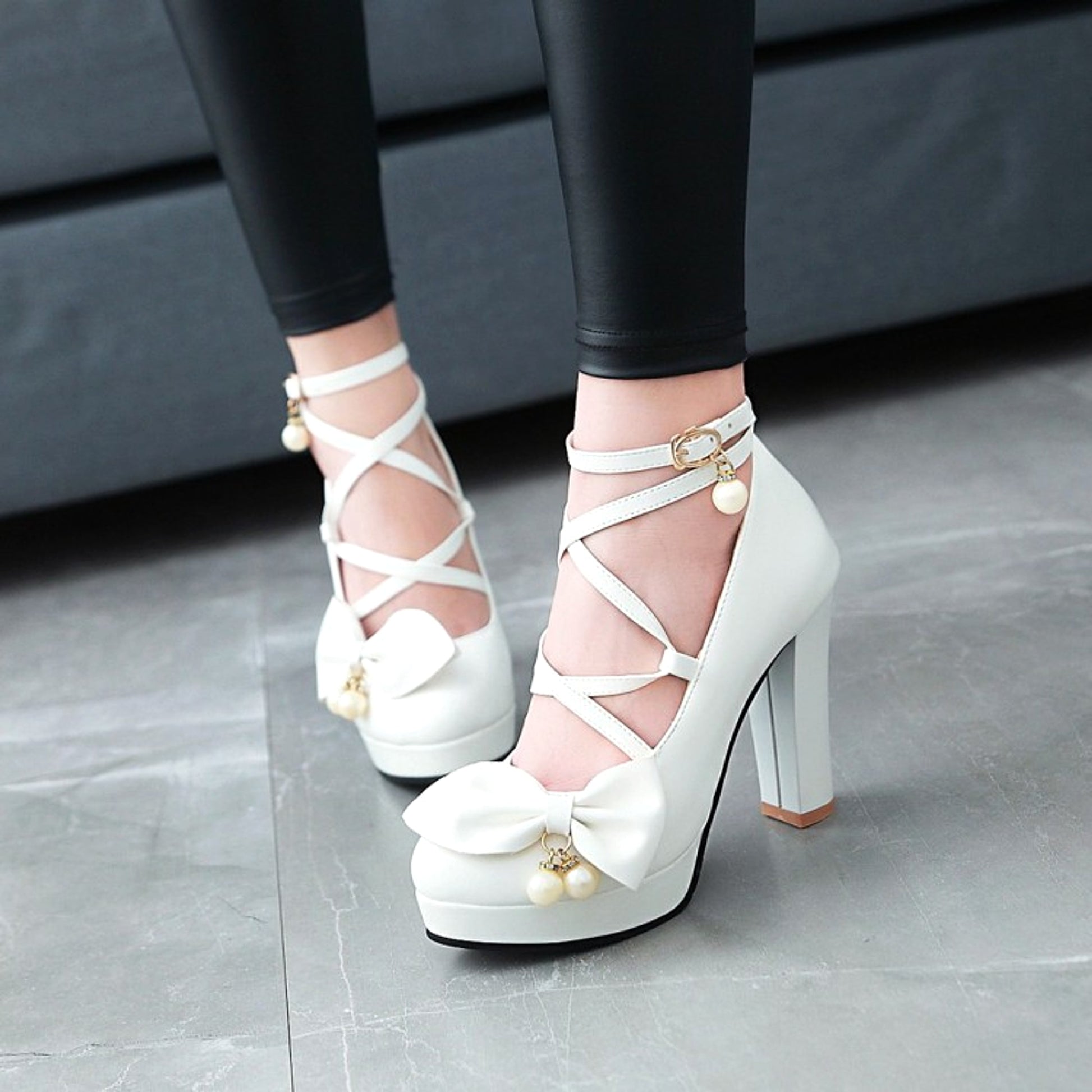 Round Toe Single Shoe Thick Heel Platform - enhanced image 7