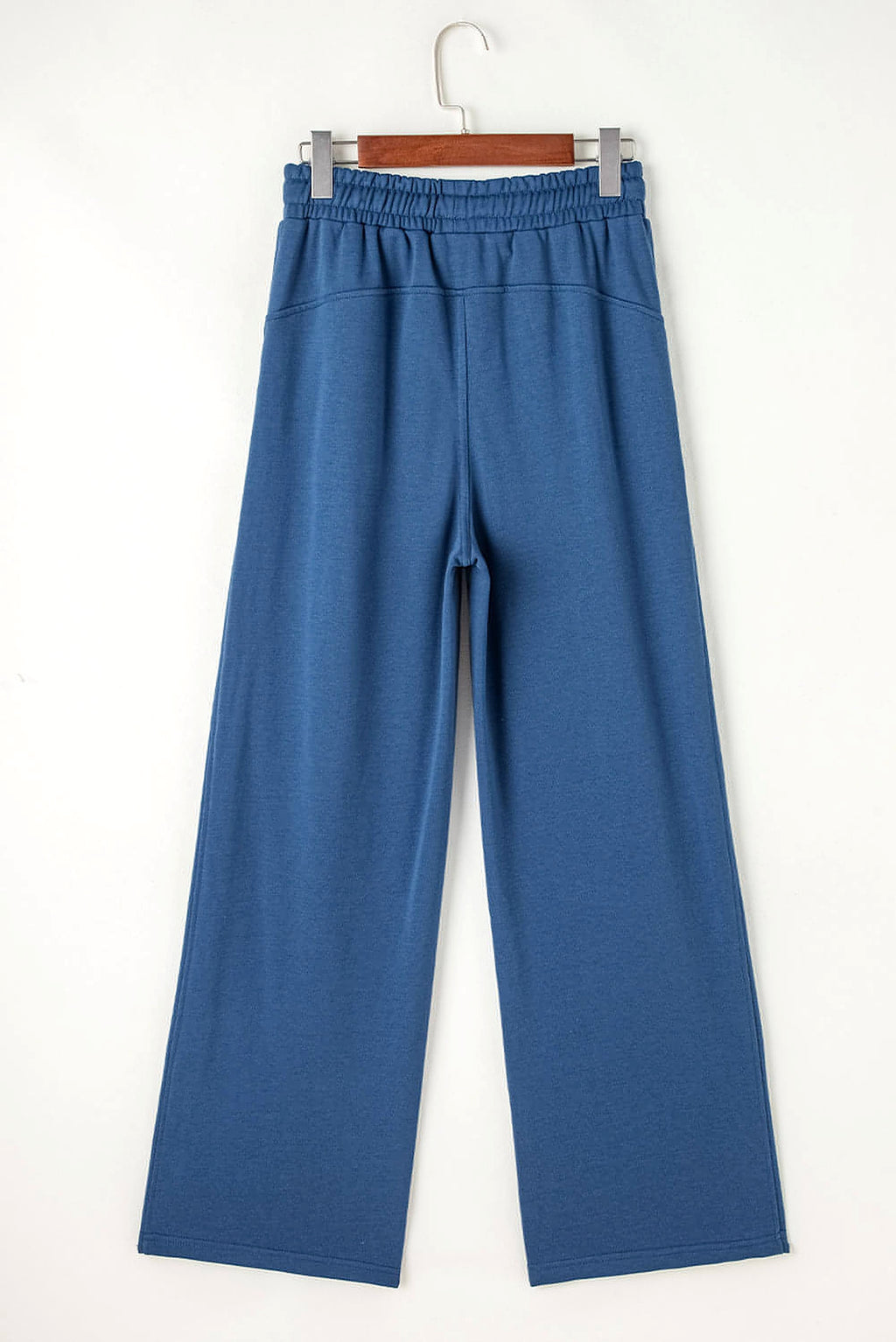 Sail Blue Drawstring High Waist Wide Leg Pocketed Sweatpants - enhanced image 7