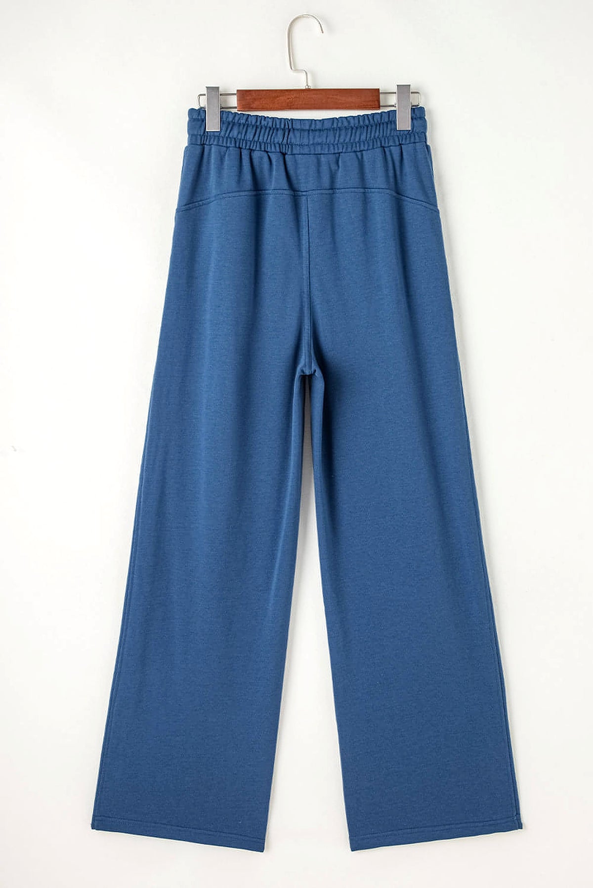Sail Blue Drawstring High Waist Wide Leg Pocketed Sweatpants - enhanced image 7