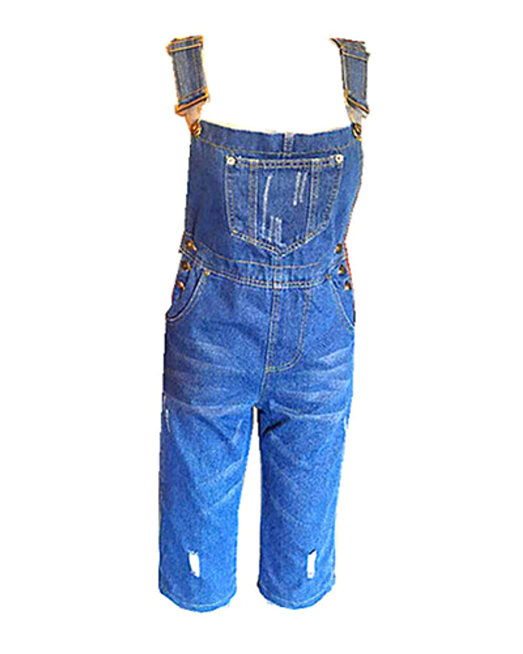 Shredded denim jumpsuit overalls - enhanced image 7