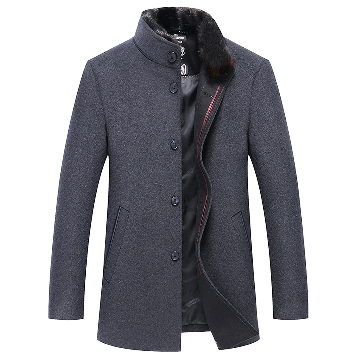 NordWool™ – Minimalist Stand Collar Wool Coat - enhanced image 7