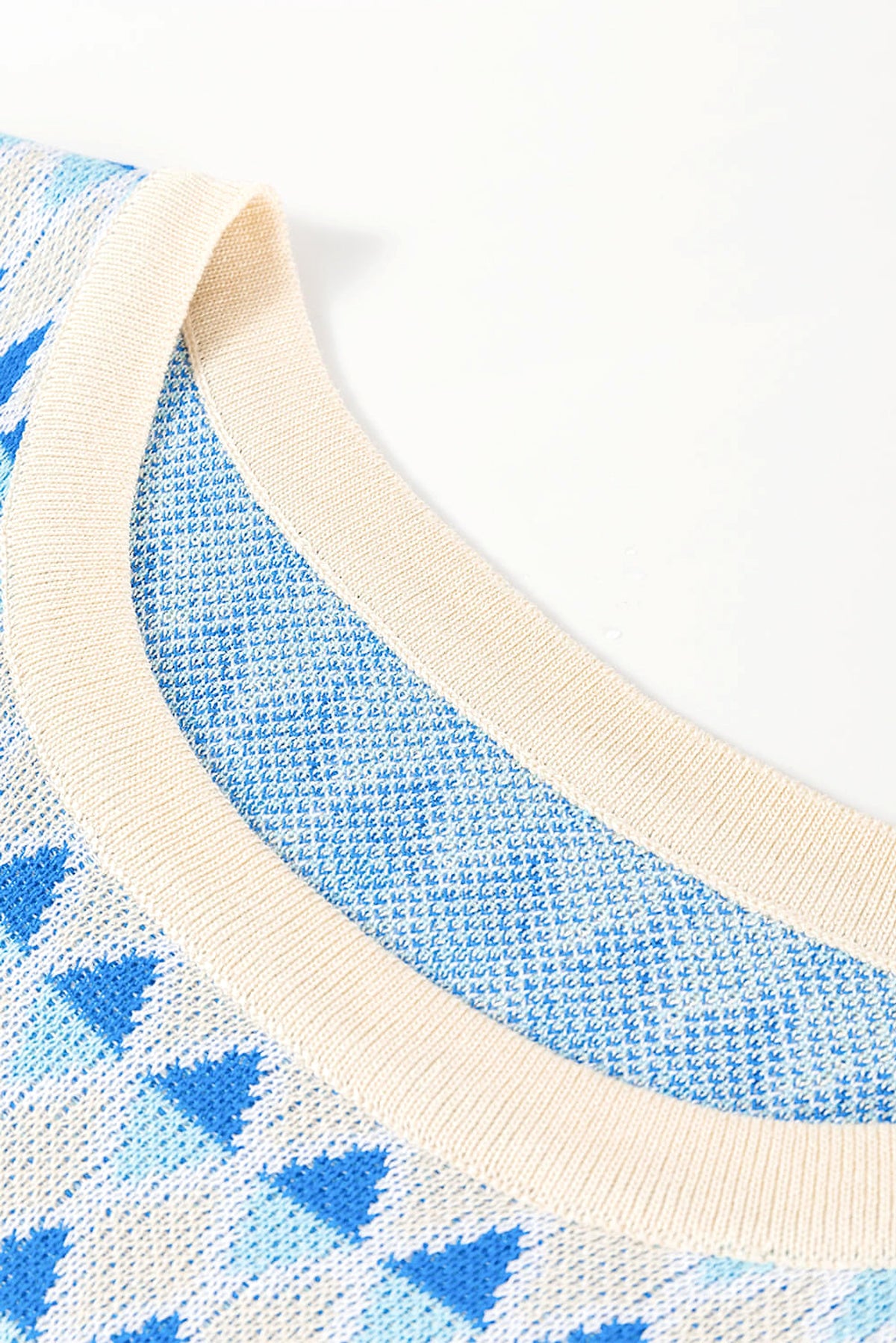 Sky Blue Stripe Geometric Print Round Neck Slim Fit Sweater Vest - enhanced image 7