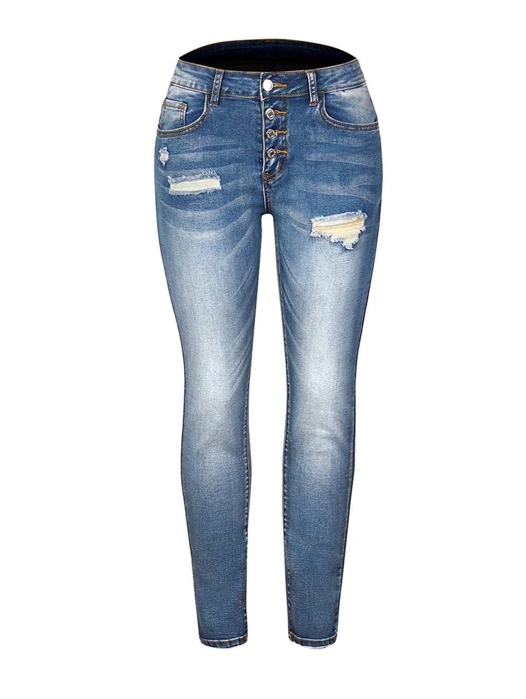 Slim Hole High Elasticity Women's Denim Trousers Jeans - enhanced image 7