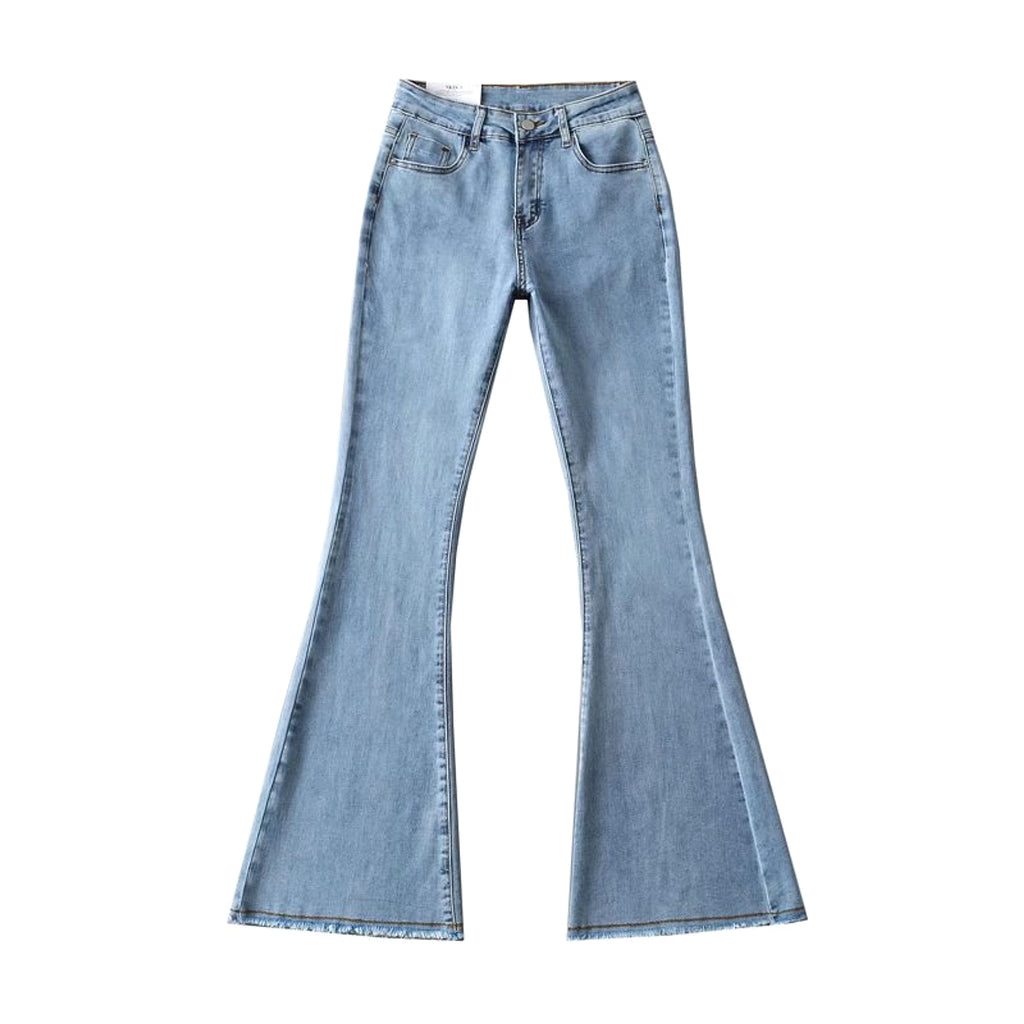 Small High Waist Raw Hem Jeans Retro Women - enhanced image 7